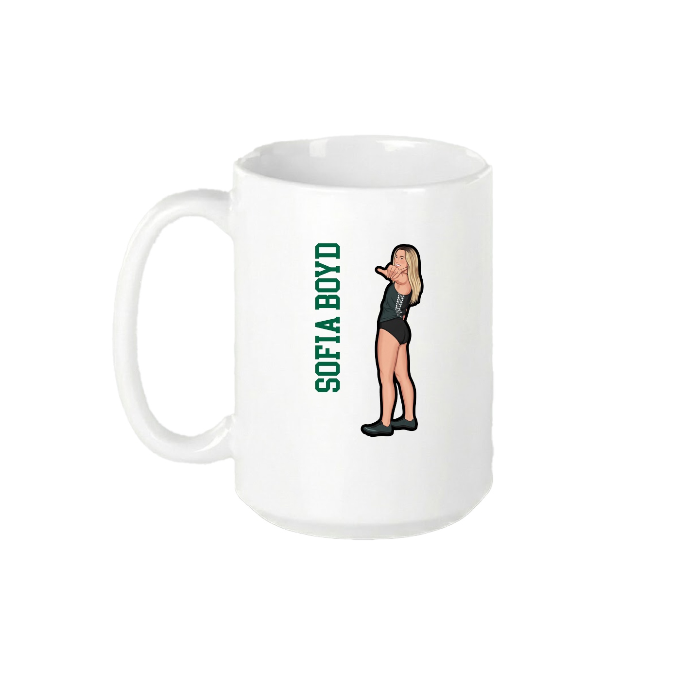15oz Coffee Mug — Name Vertical in White
