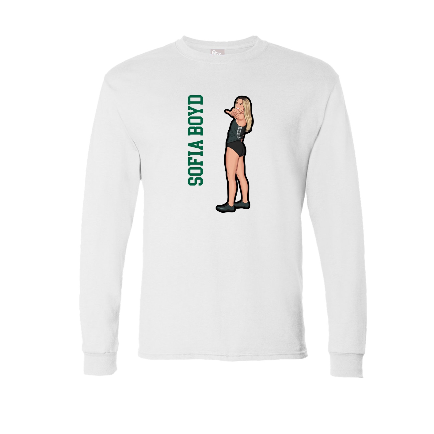 Long Sleeve Tee — Name Vertical in White