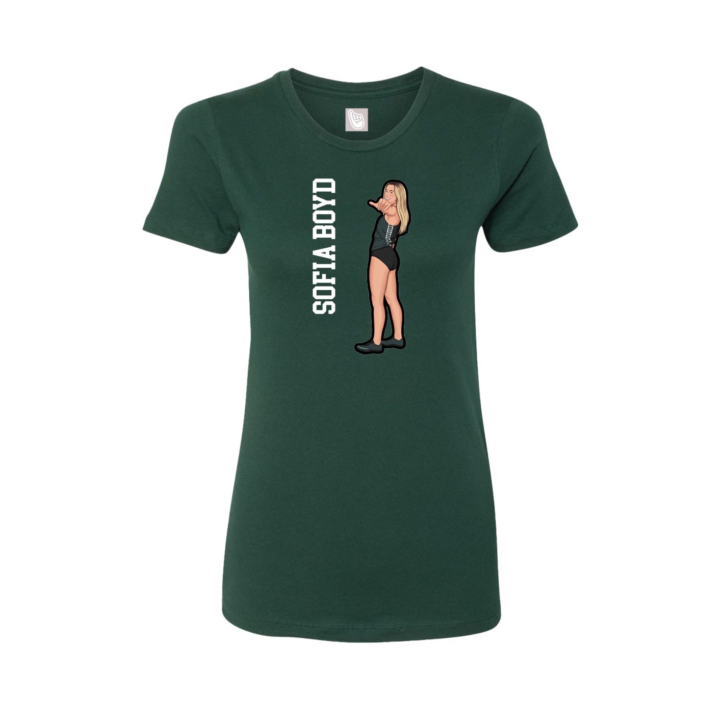 Fitted Women's Tee — Name Vertical in Green