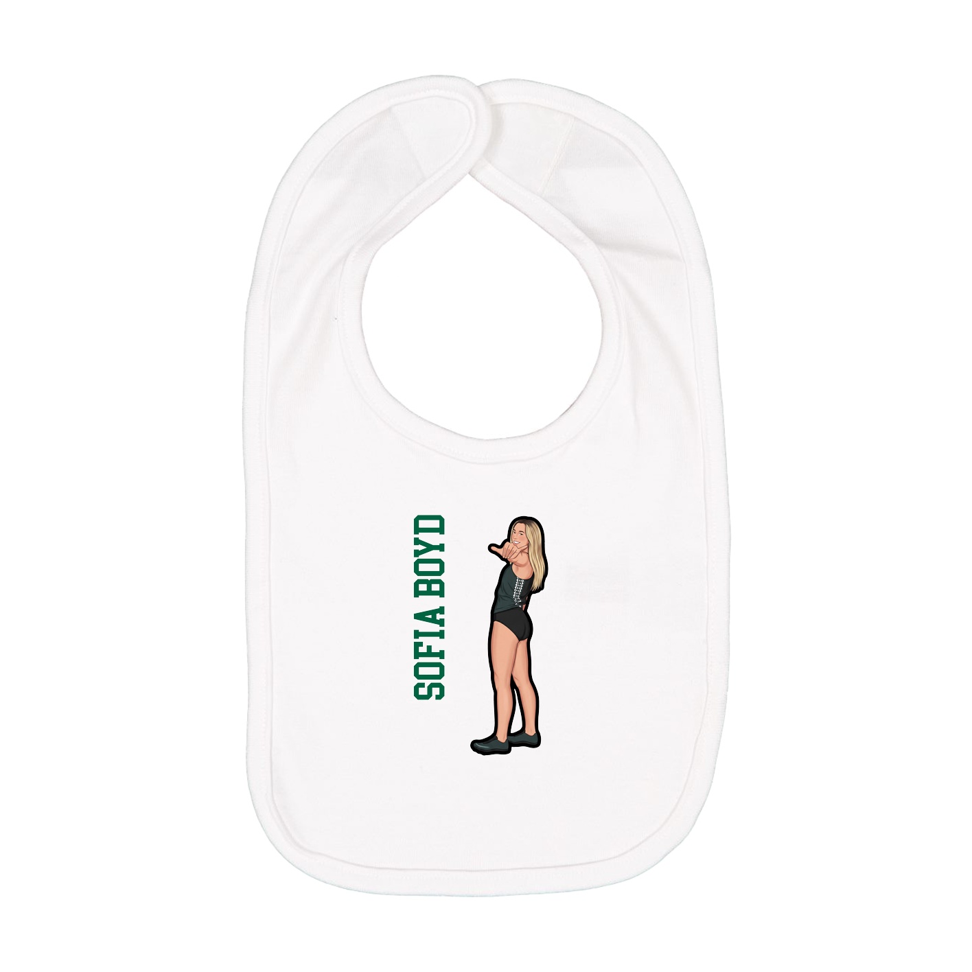 Infant Bib — Name Vertical in White
