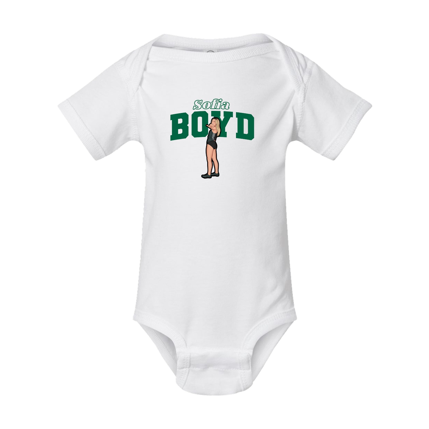 Baby Onesie — Name Arch in White