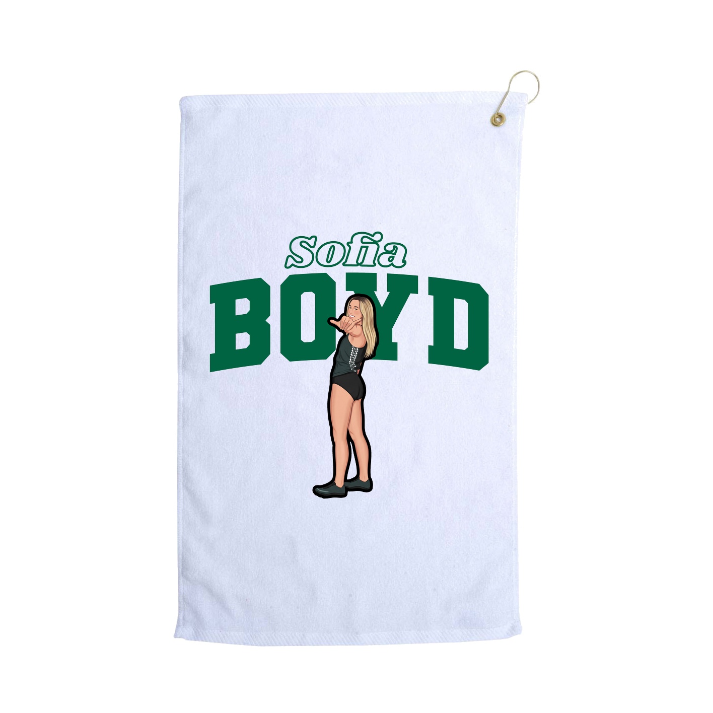 Golf Towel — Name Arch in White