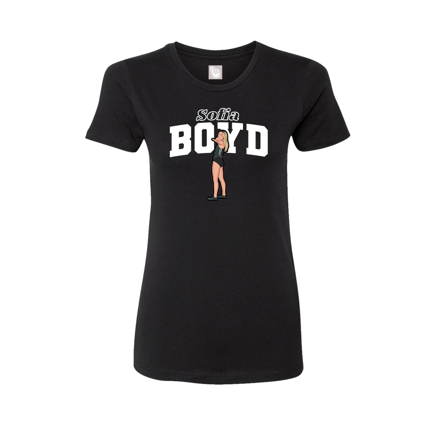 Fitted Women's Tee — Name Arch in Black
