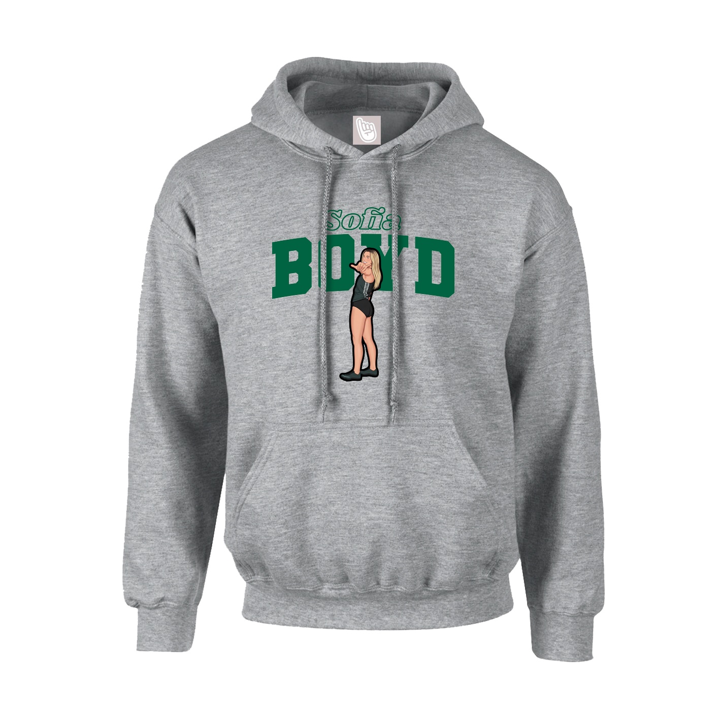 Youth Hoodie — Name Arch in Grey