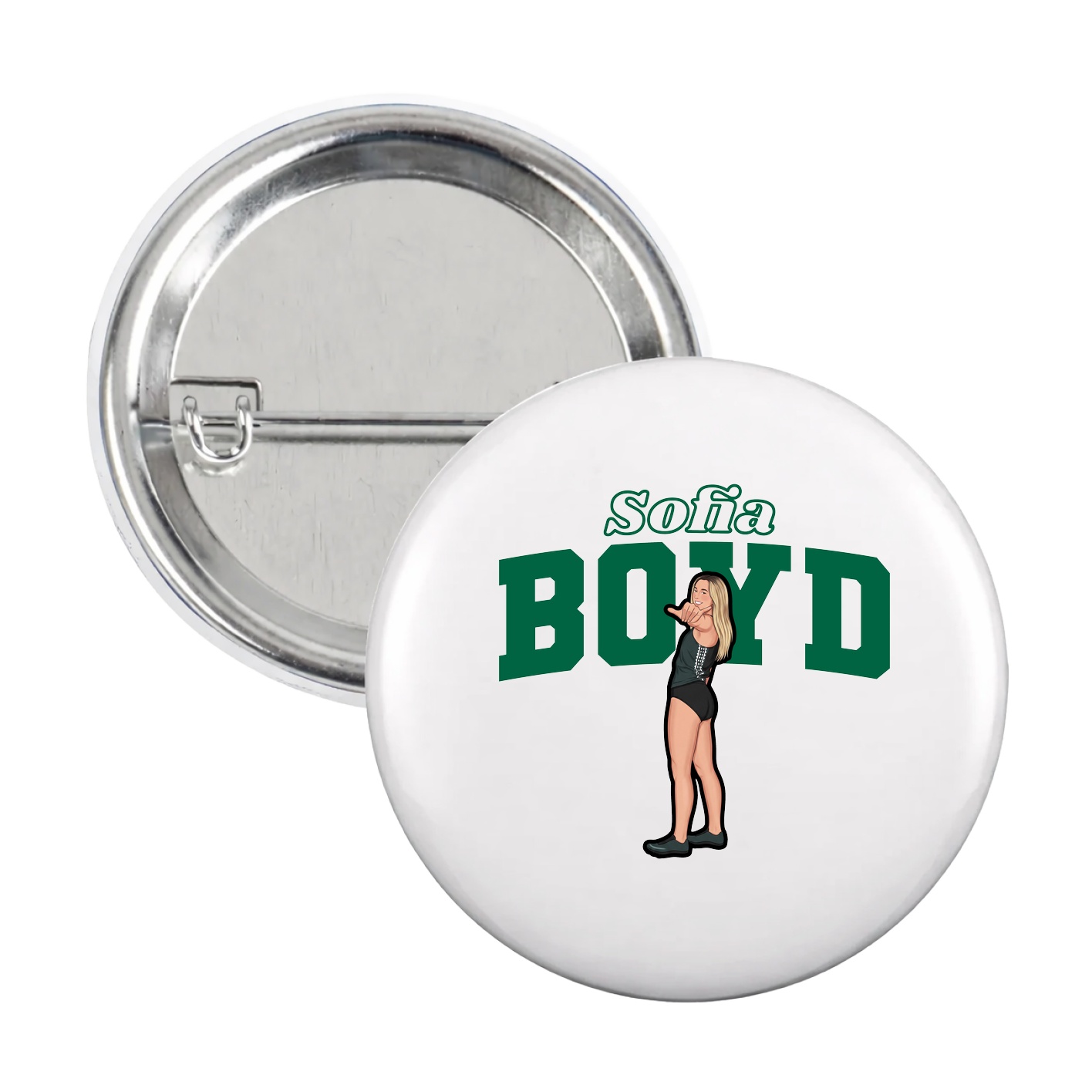 Game Day Button — Name Arch in White