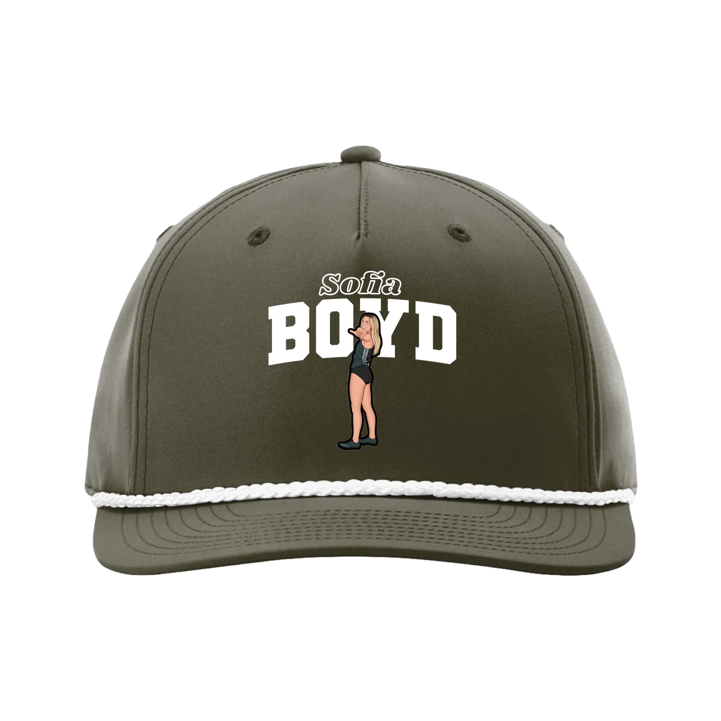 Five-Panel Classic Rope Cap — Name Arch in Green