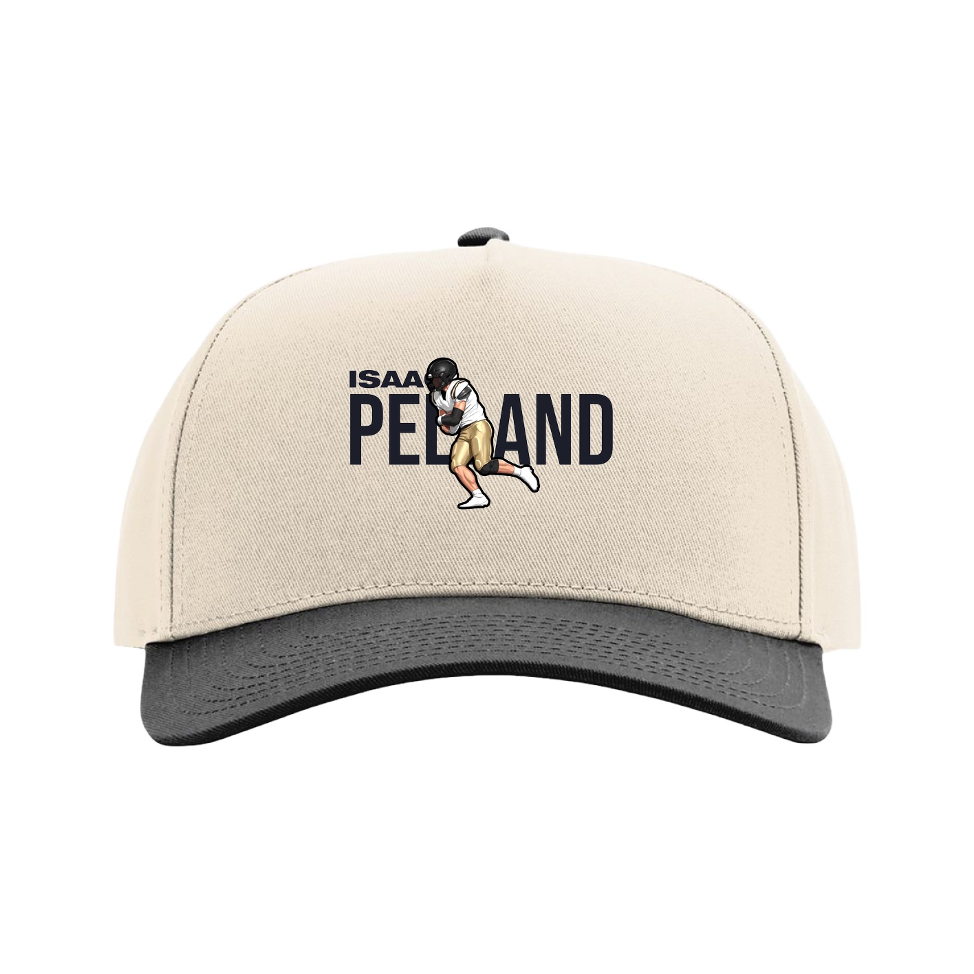 Full Fabric Five-Panel Champ Cap — Player Name in Cream/Black