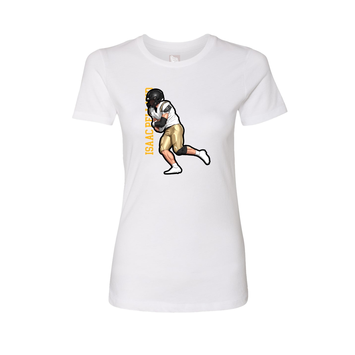 Womens Tee — Name Vertical in White