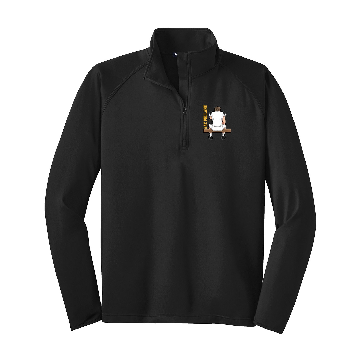 Q-Zip Pullover — Name Vertical in Black