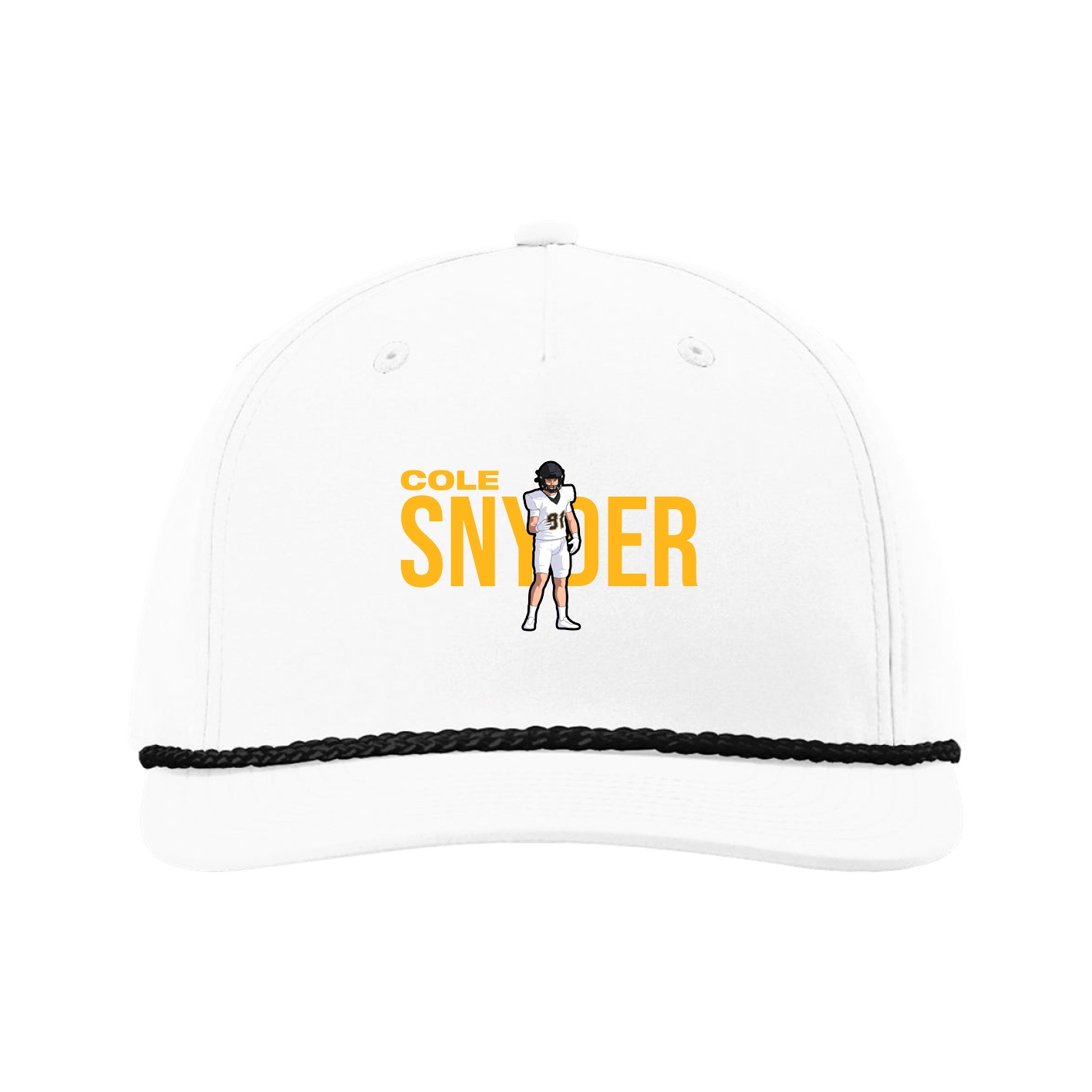 Five-Panel Classic Rope Cap — Player Name in White
