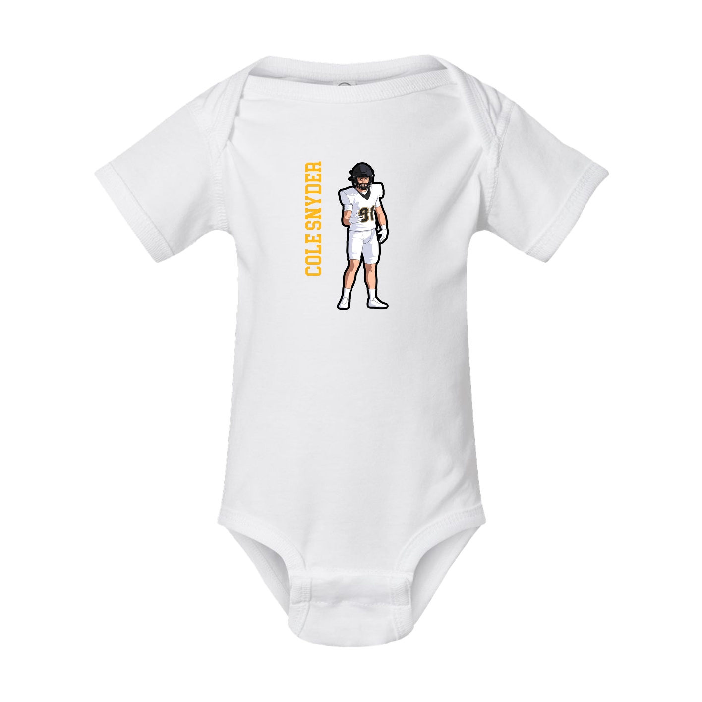 Baby Onesie — Name Vertical in White