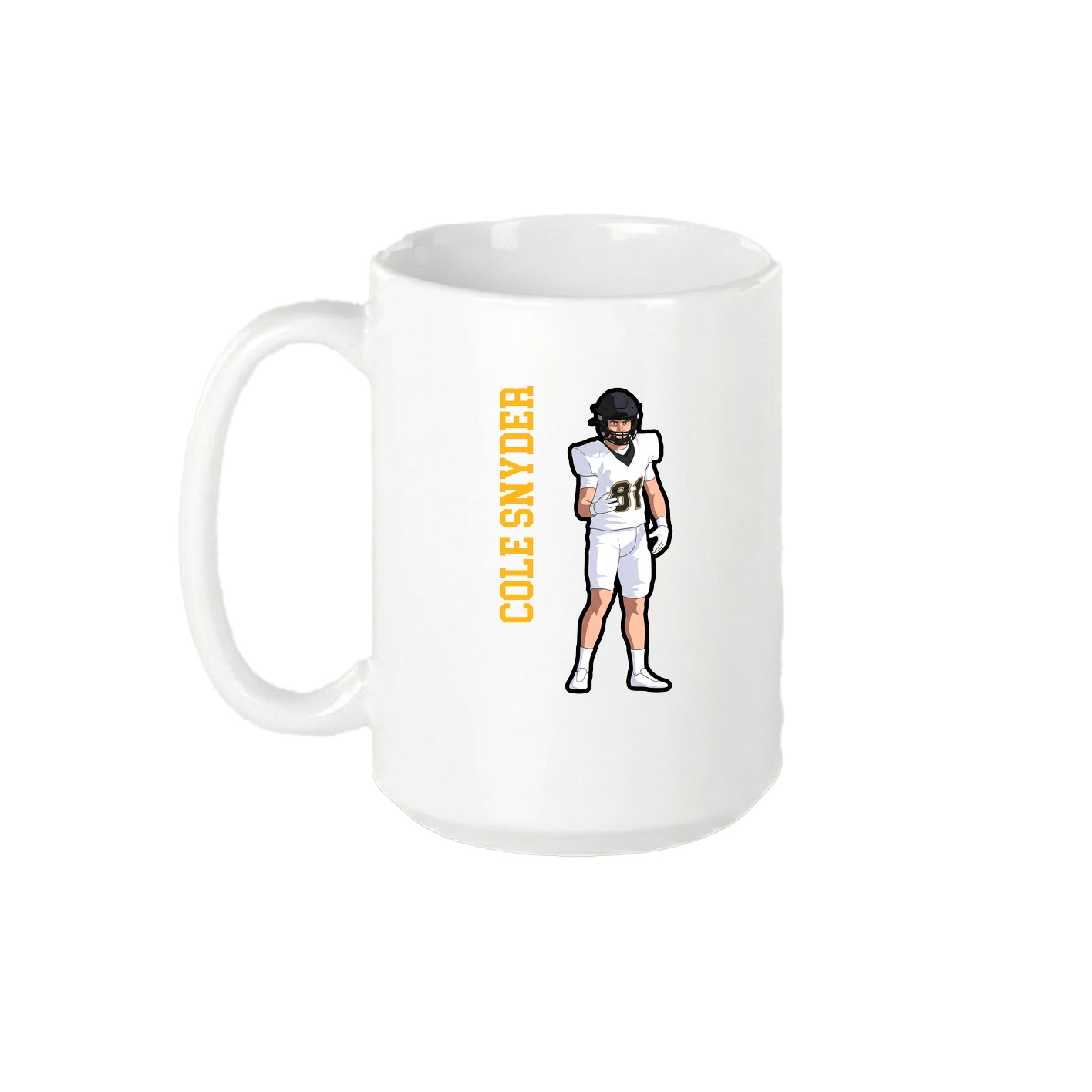 15oz Coffee Mug — Name Vertical in White