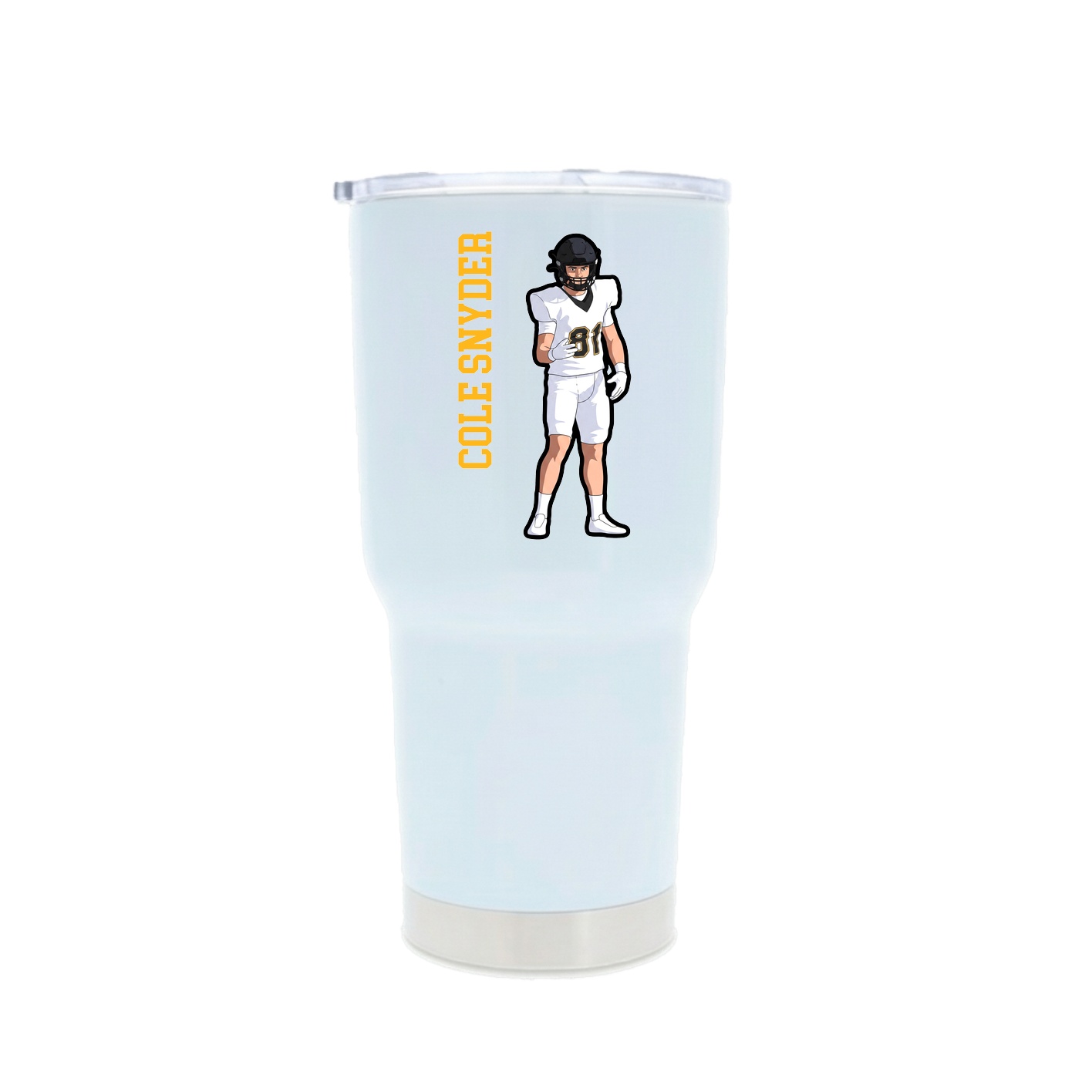 30oz Stainless Steel Tumbler — Name Vertical in White