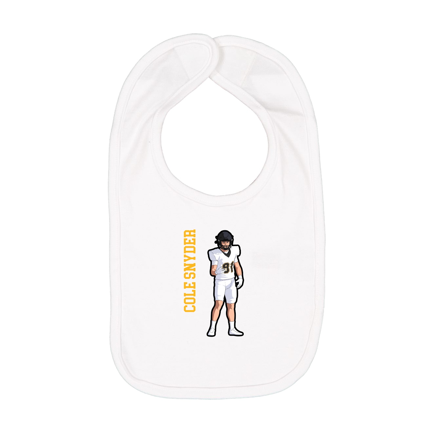 Infant Bib — Name Vertical in White