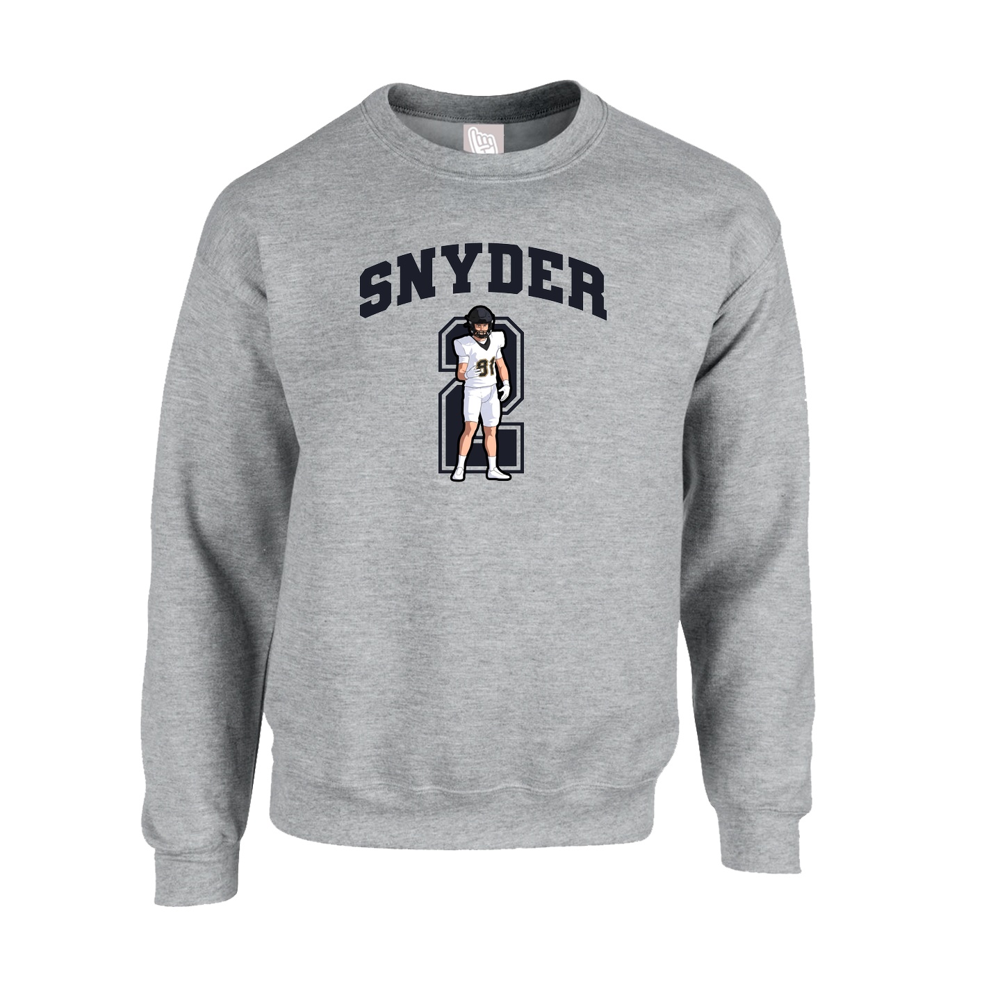 Fleece Crew — Number in Grey