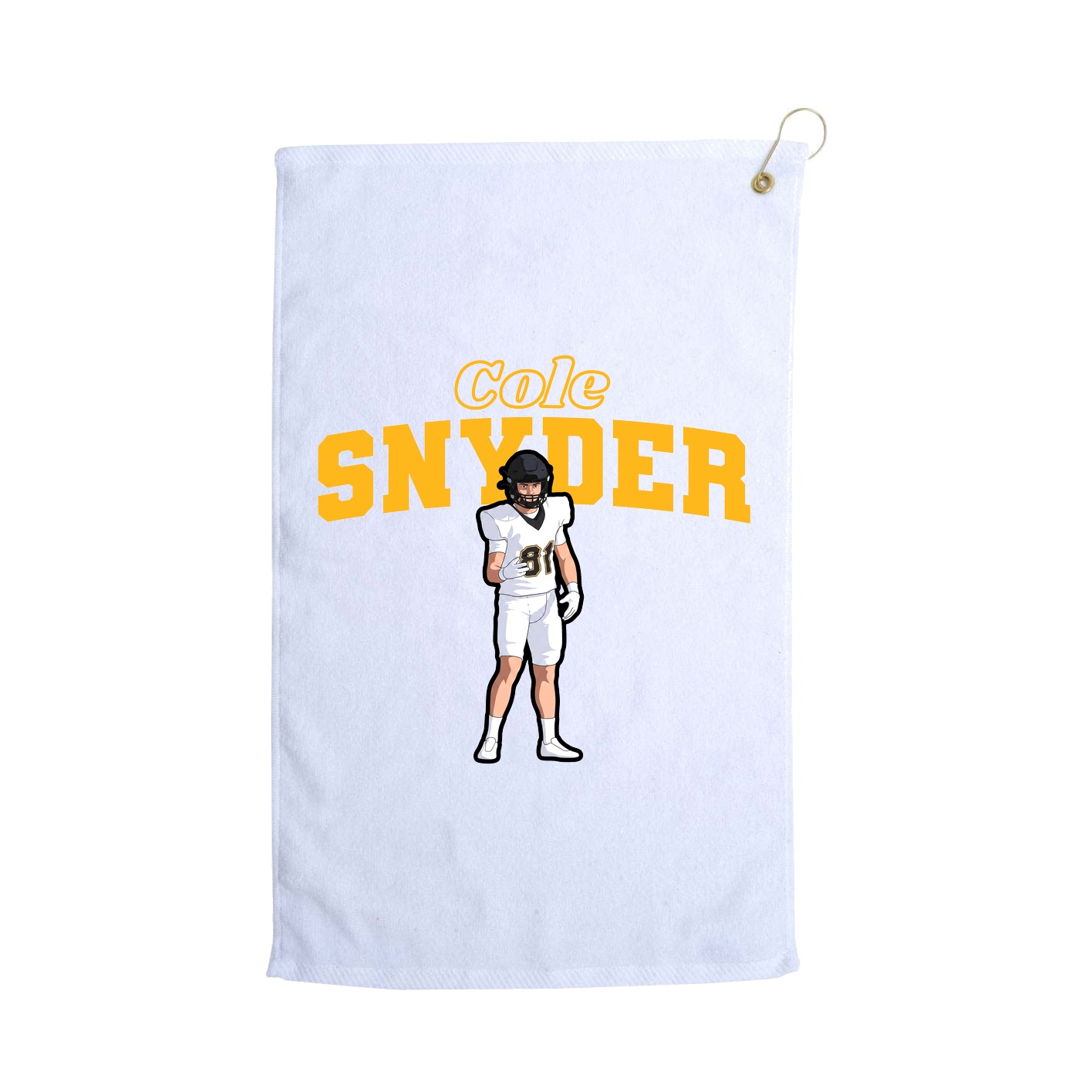Golf Towel — Name Arch in White