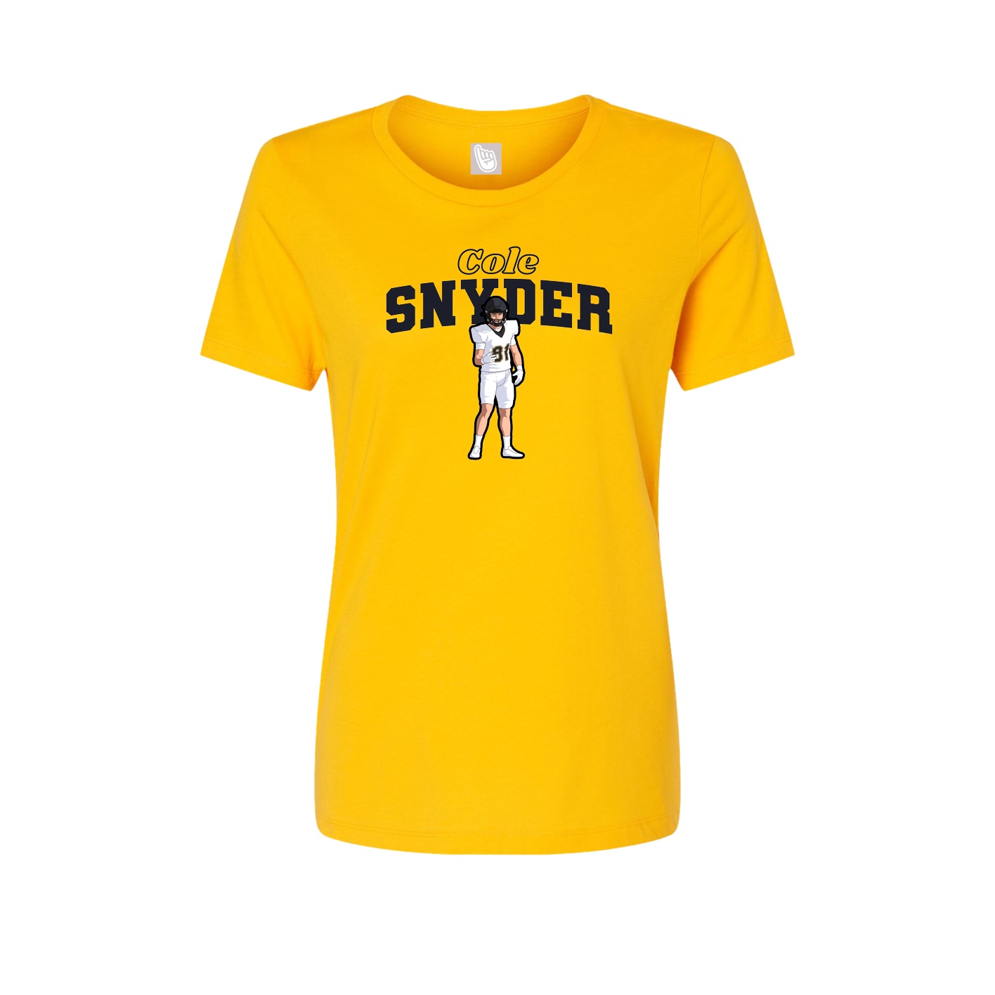 Fitted Women's Tee — Name Arch in Gold