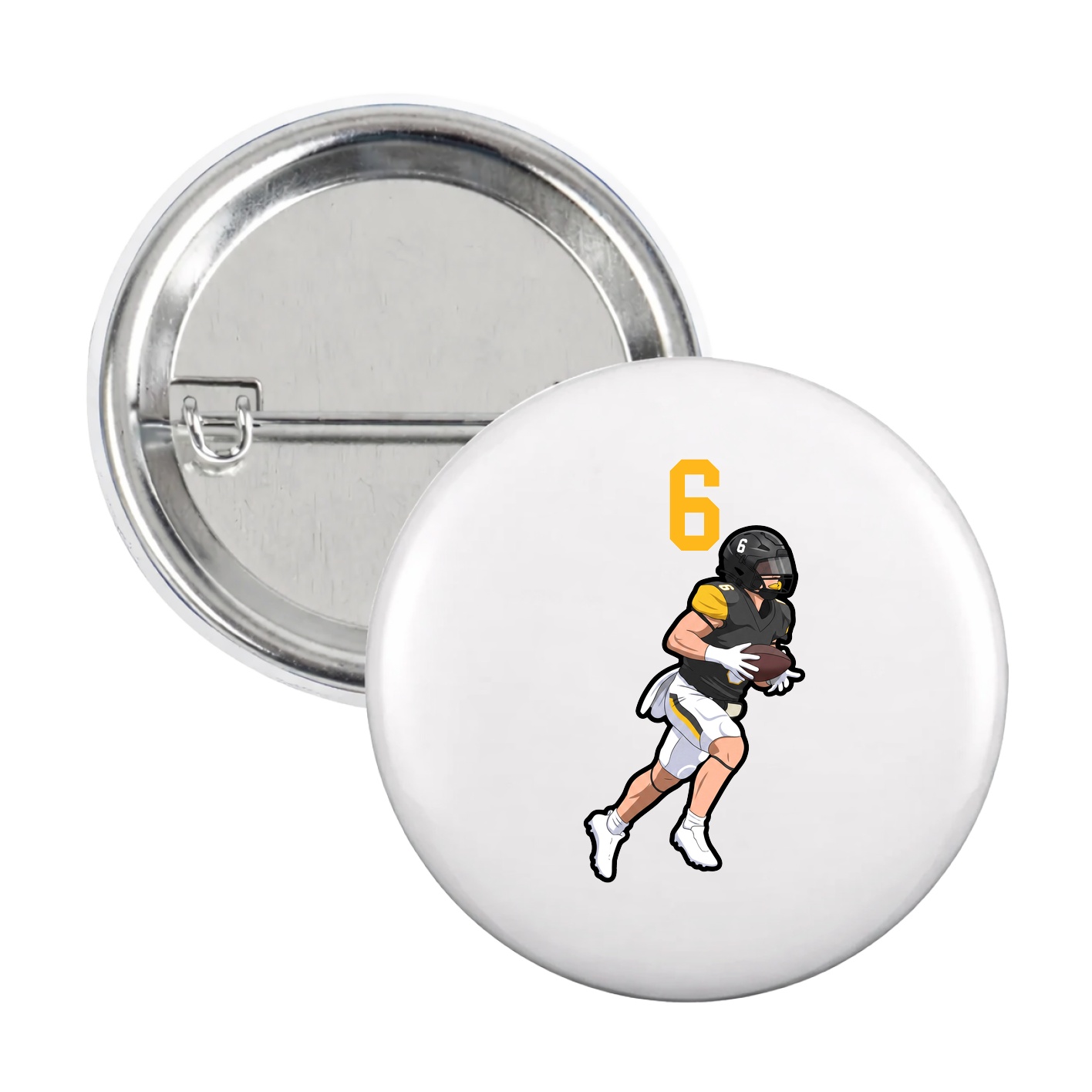 Game Day Button — Number Top in White