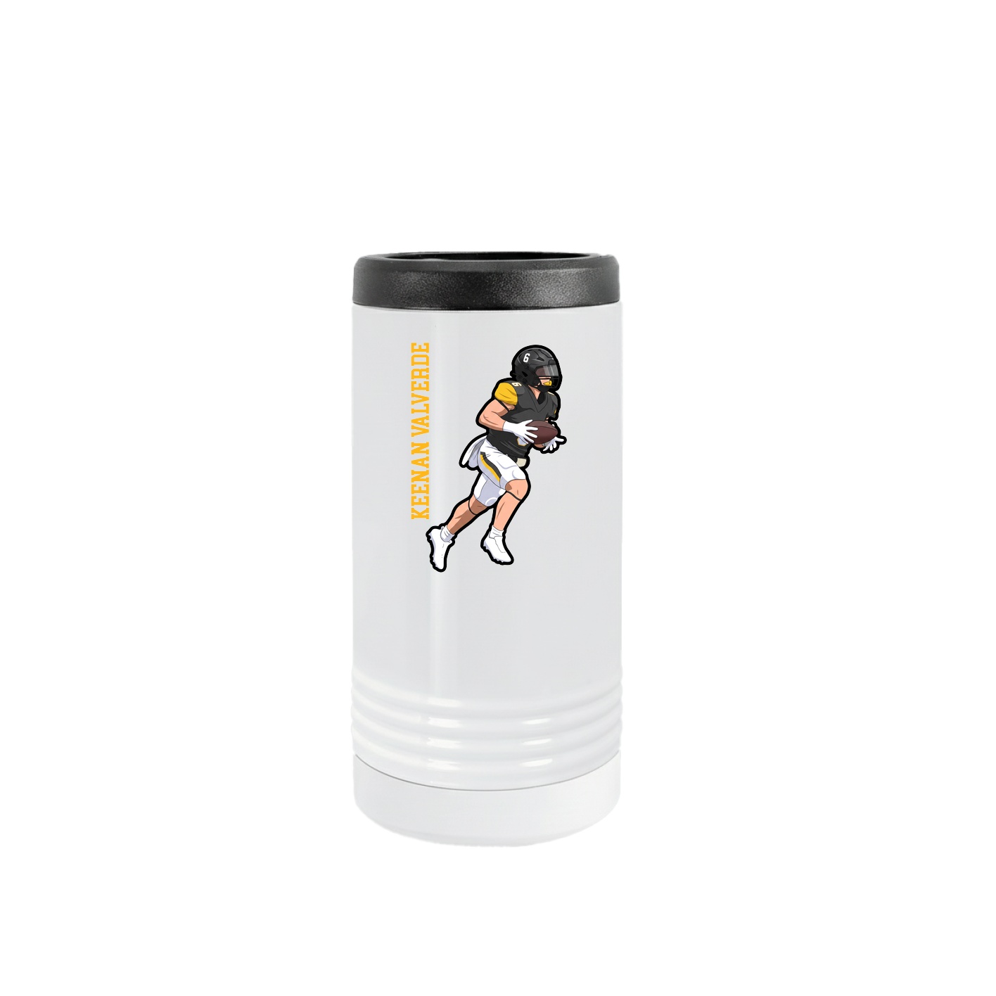 Slim Beverage Holder — Name Vertical in White