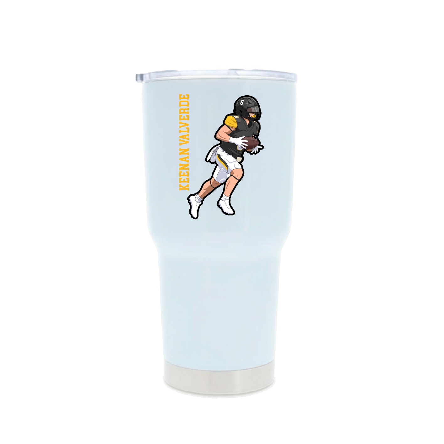 30oz Stainless Steel Tumbler — Name Vertical in White