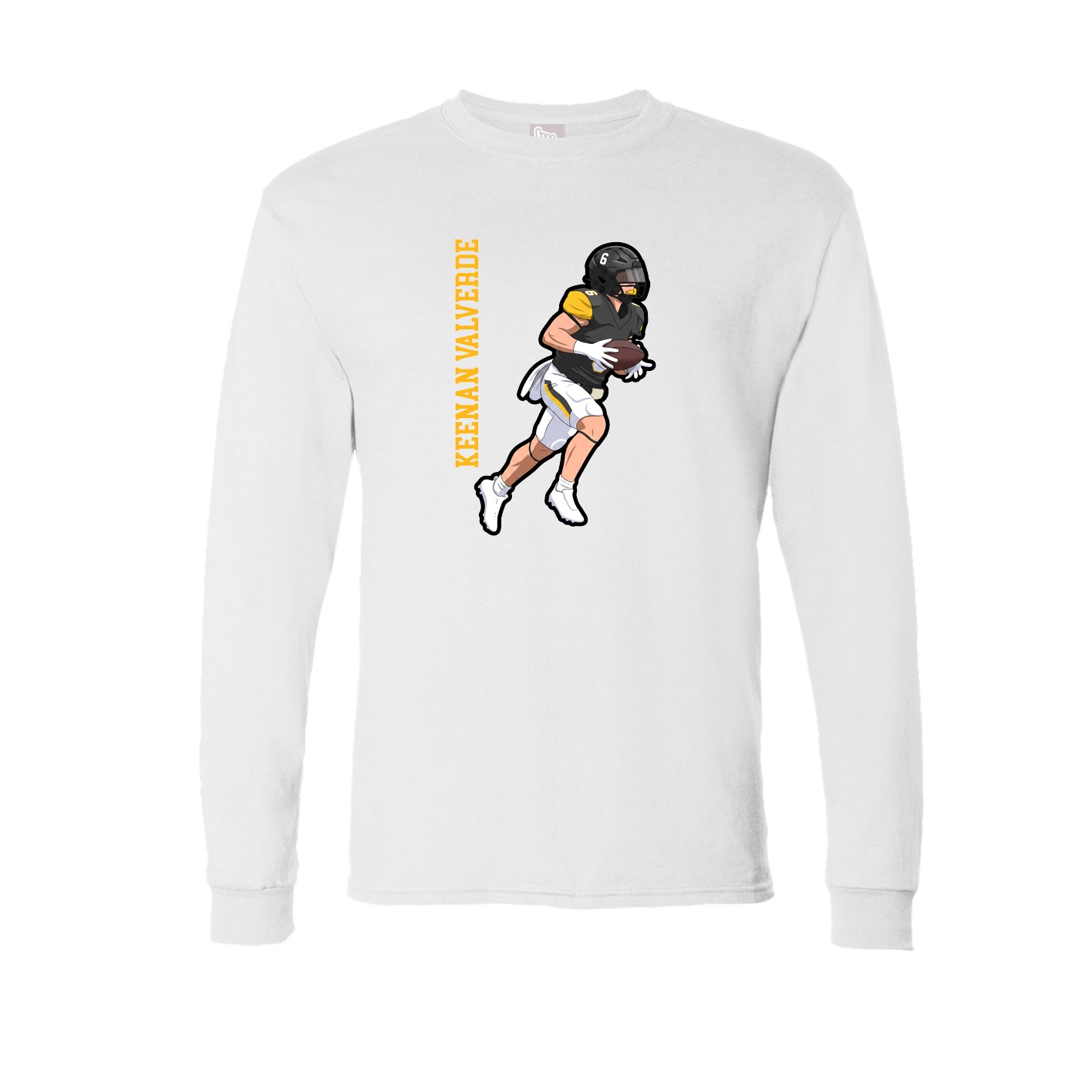 Long Sleeve Tee — Name Vertical in White