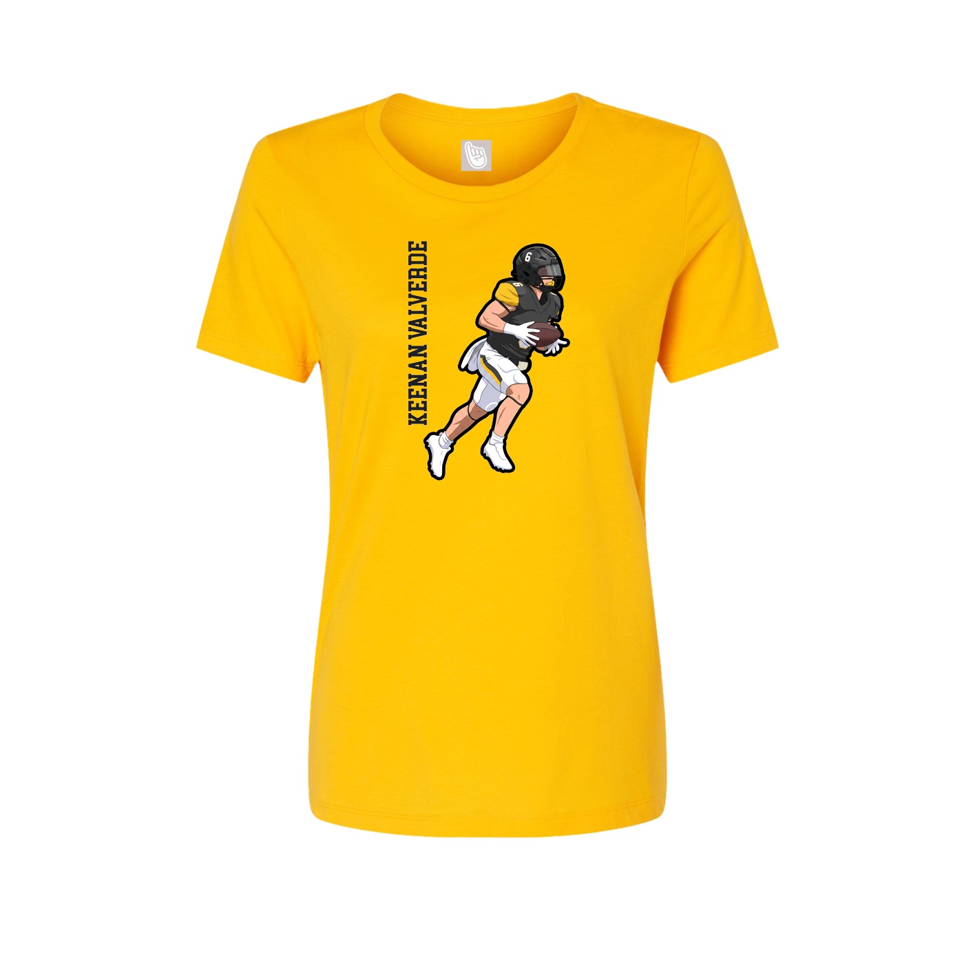 Fitted Women's Tee — Name Vertical in Gold