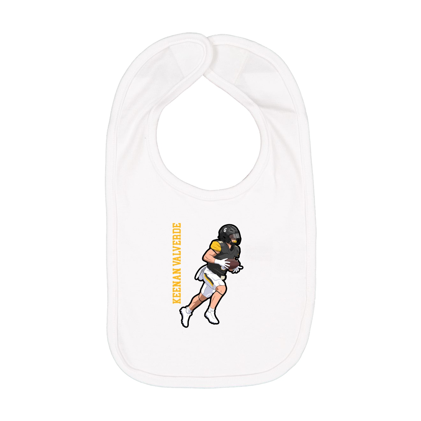 Infant Bib — Name Vertical in White