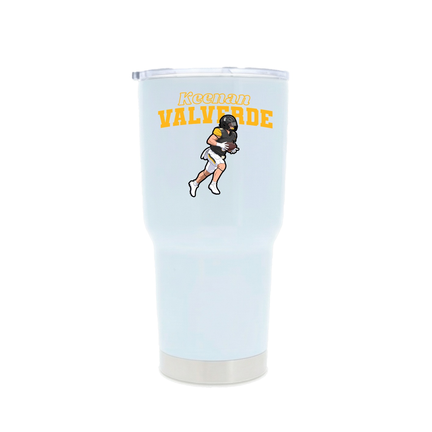 30oz Stainless Steel Tumbler — Name Arch in White