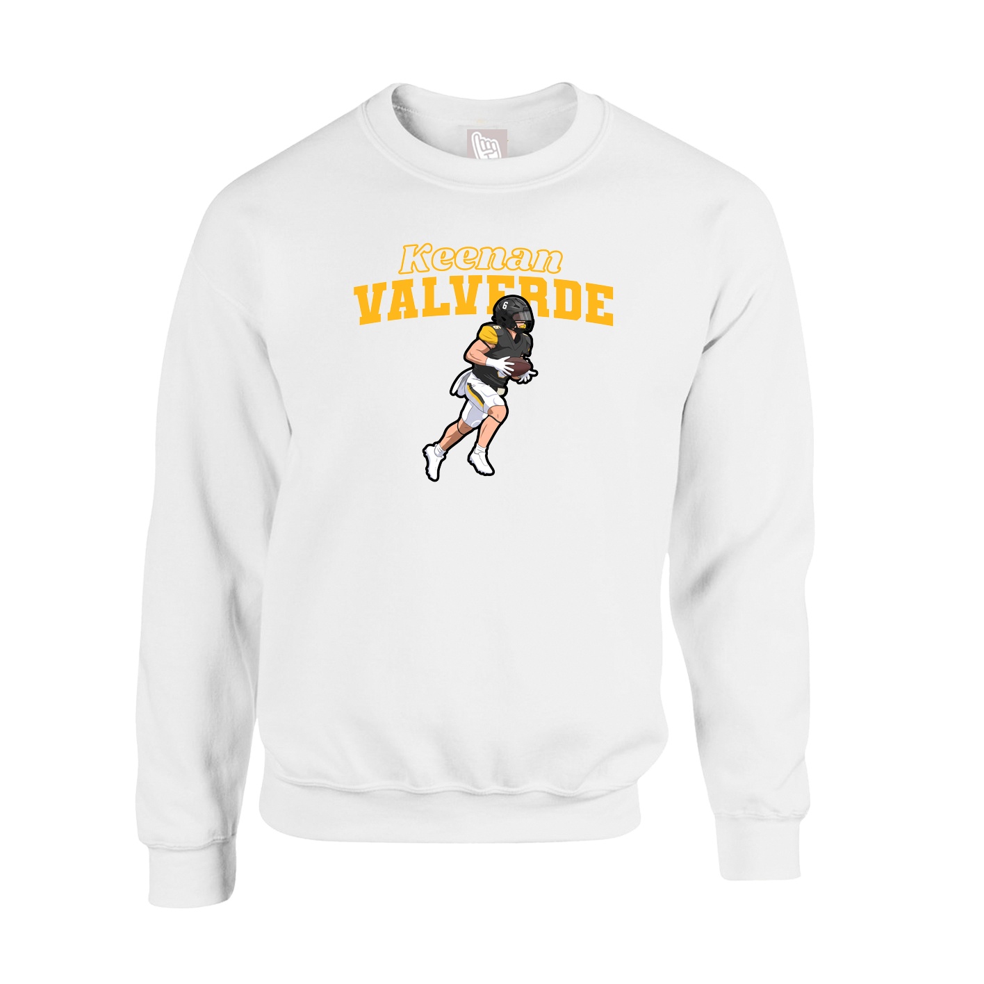 Fleece Crew — Name Arch in White