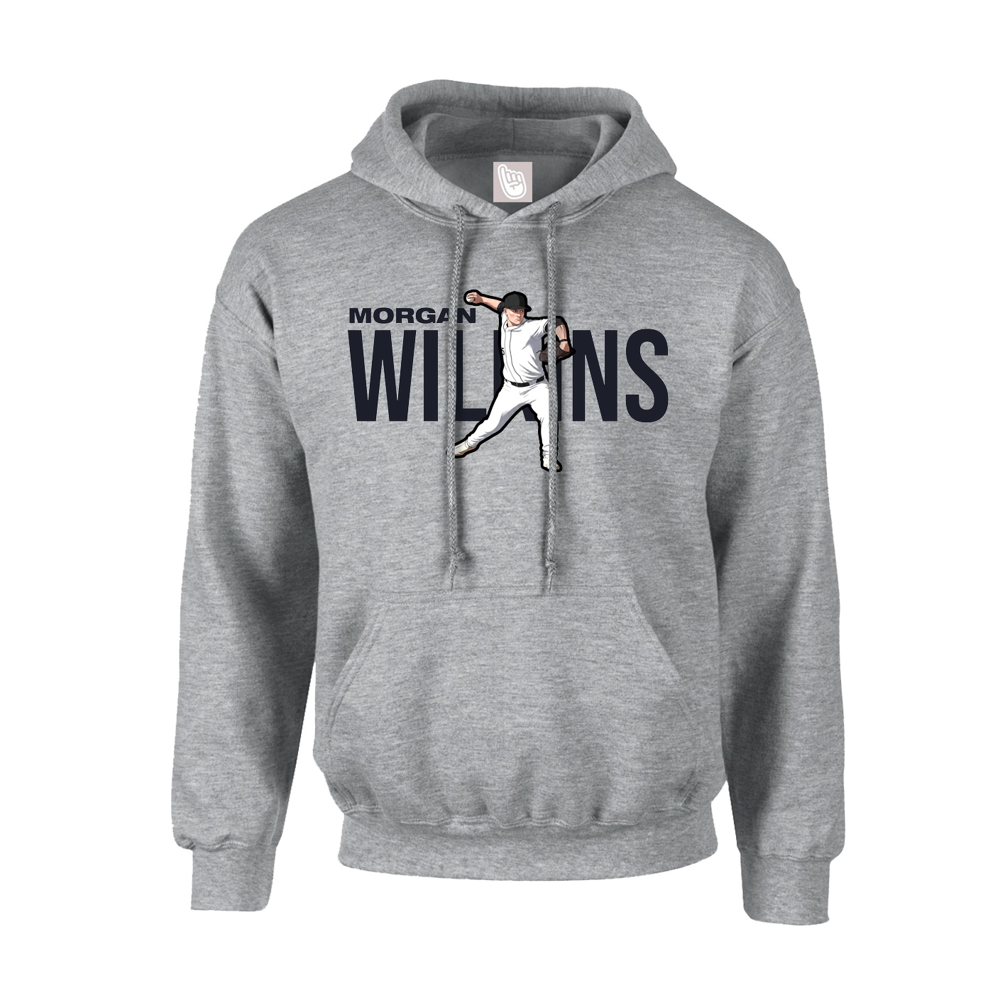Hoodie — Player Name in Grey