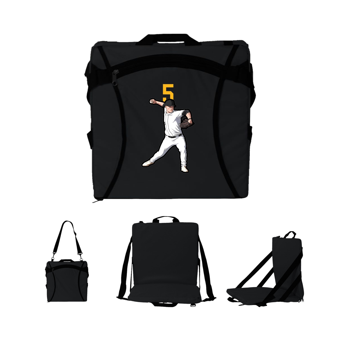 Folding Stadium Seat — Number Top in Black