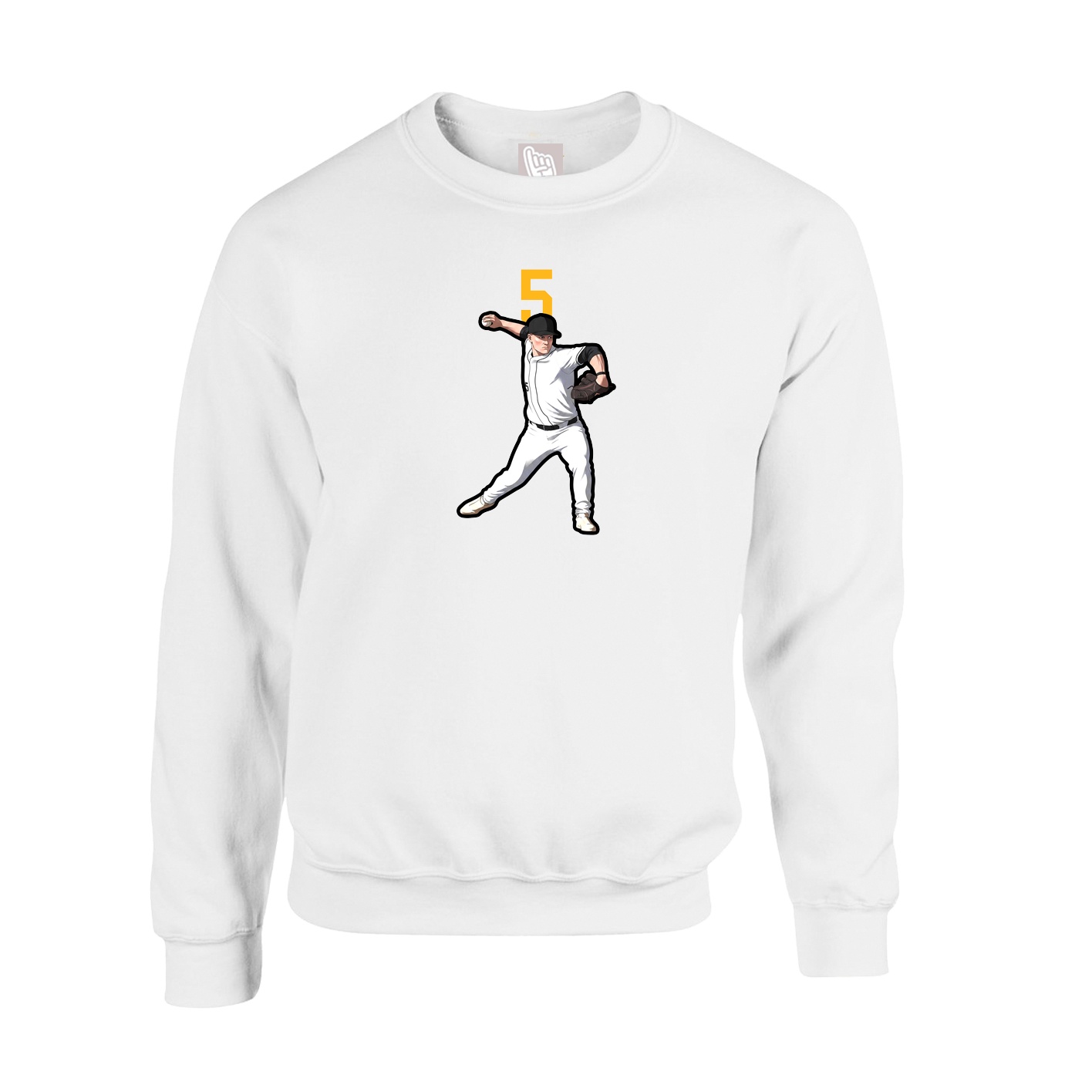 Fleece Crew — Number Top in White