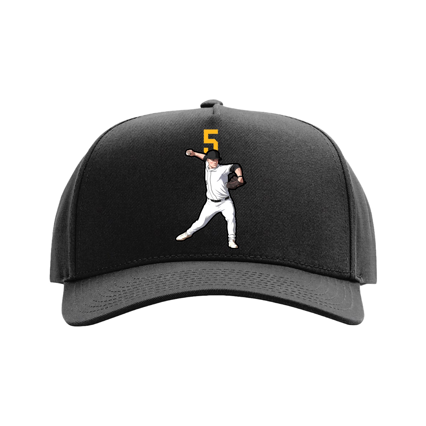 Full Fabric Five-Panel Champ Cap — Number Top in Black