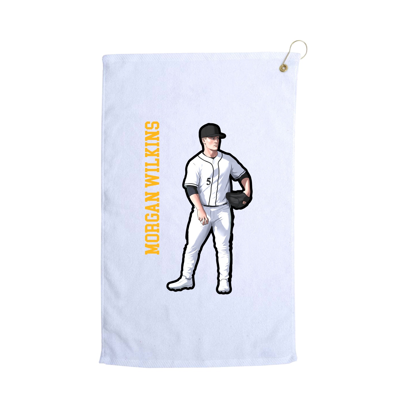 Golf Towel — Name Vertical in White