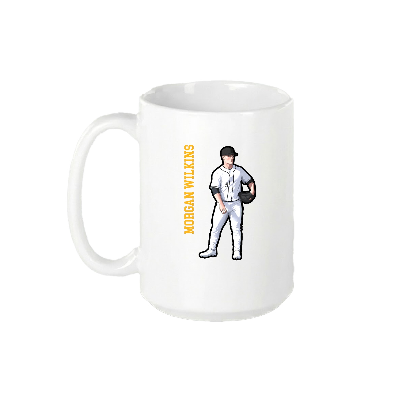 15oz Coffee Mug — Name Vertical in White