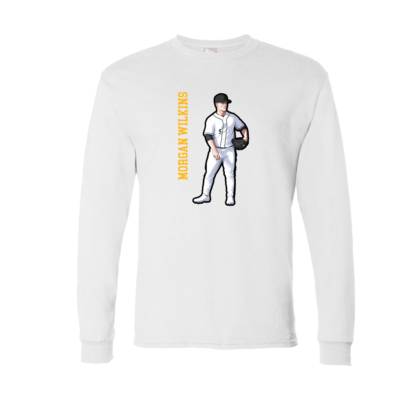 Long Sleeve Tee — Name Vertical in White