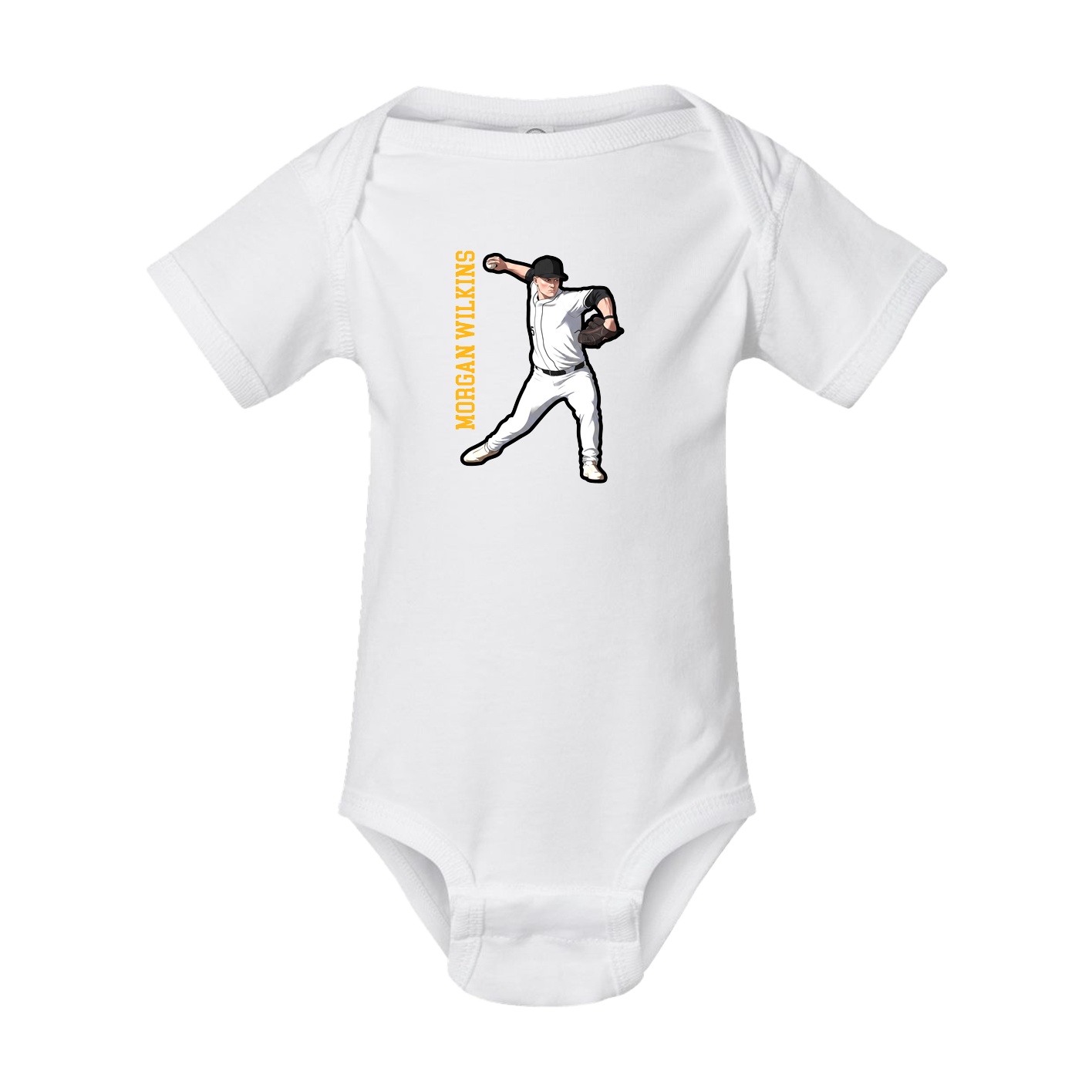 Baby Onesie — Name Vertical in White