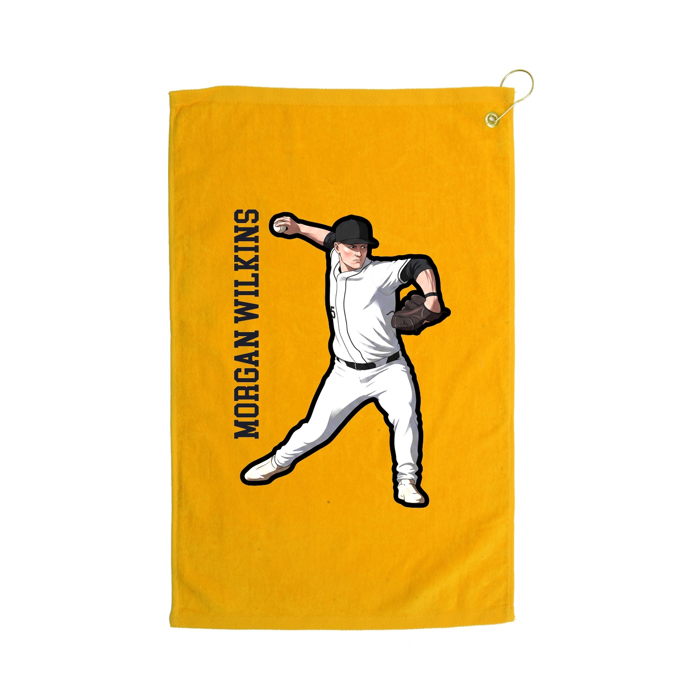 Golf Towel — Name Vertical in Gold