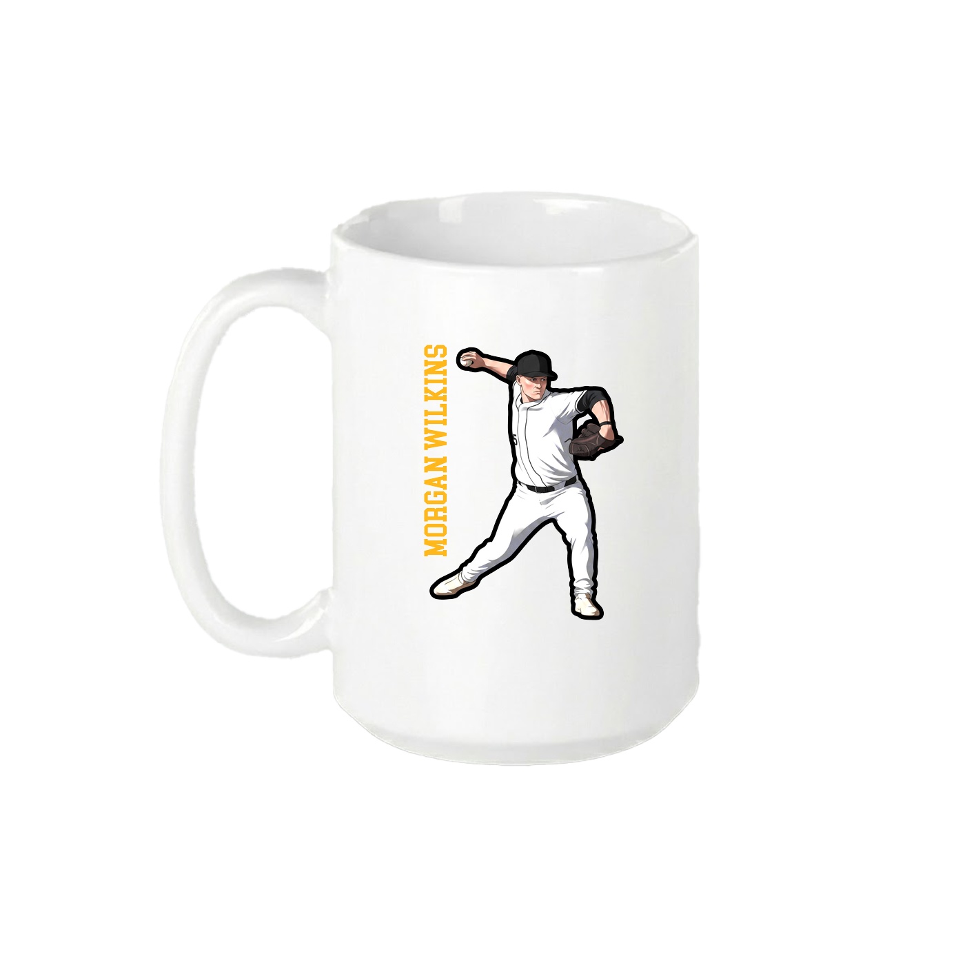 15oz Coffee Mug — Name Vertical in White
