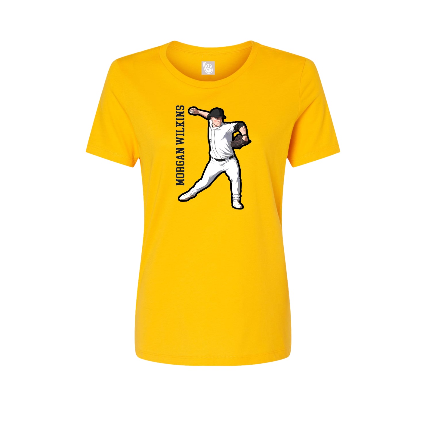 Fitted Women's Tee — Name Vertical in Gold