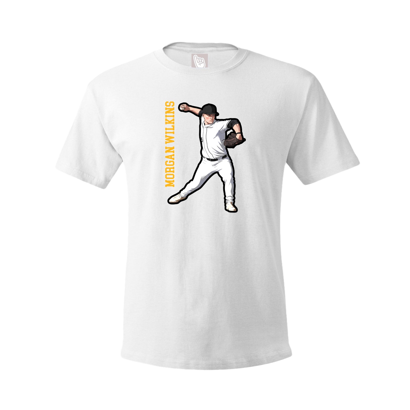 Youth Tee — Name Vertical in White