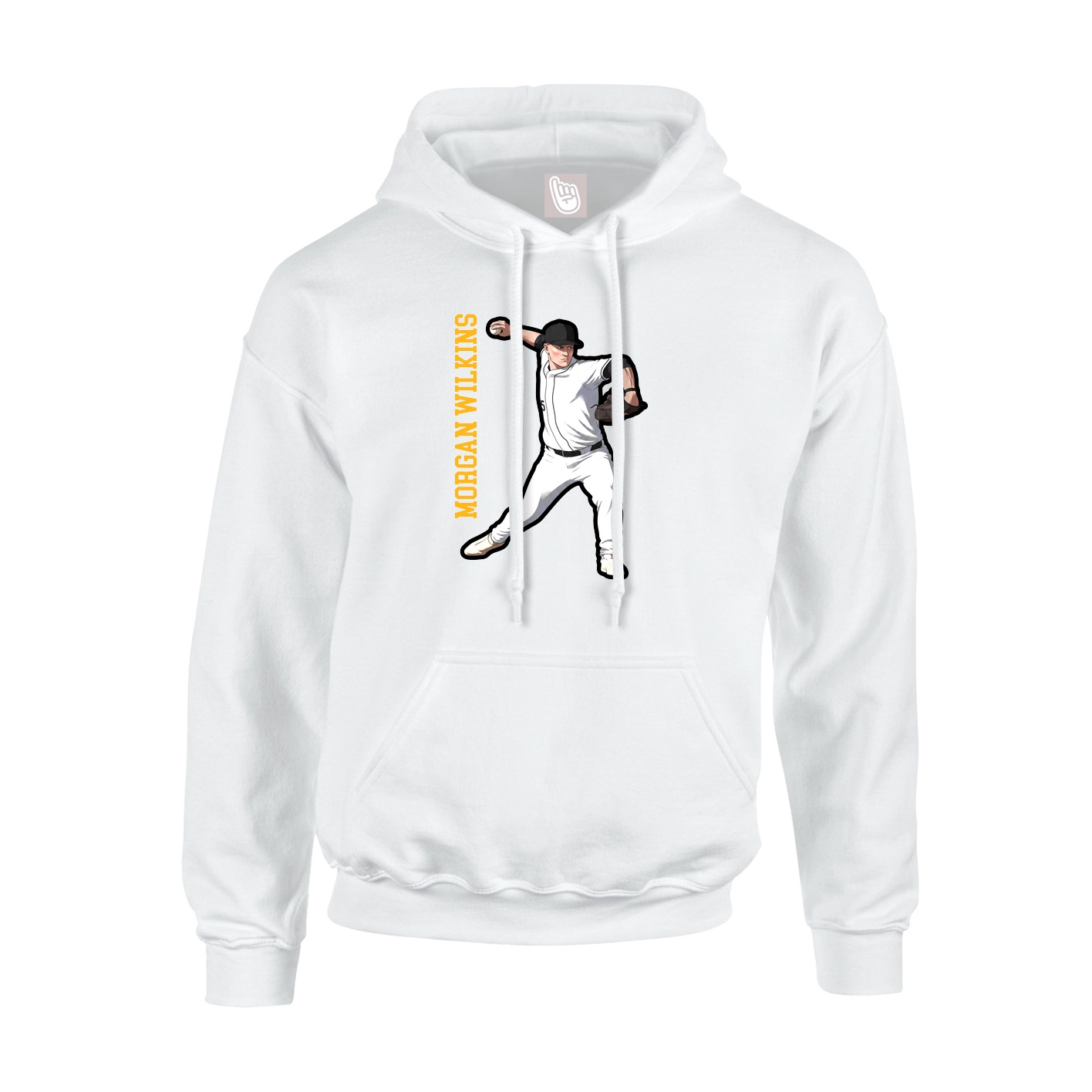 Youth Hoodie — Name Vertical in White
