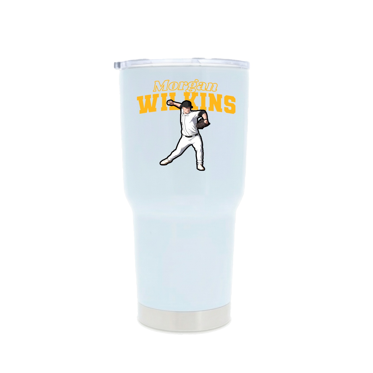 30oz Stainless Steel Tumbler — Name Arch in White