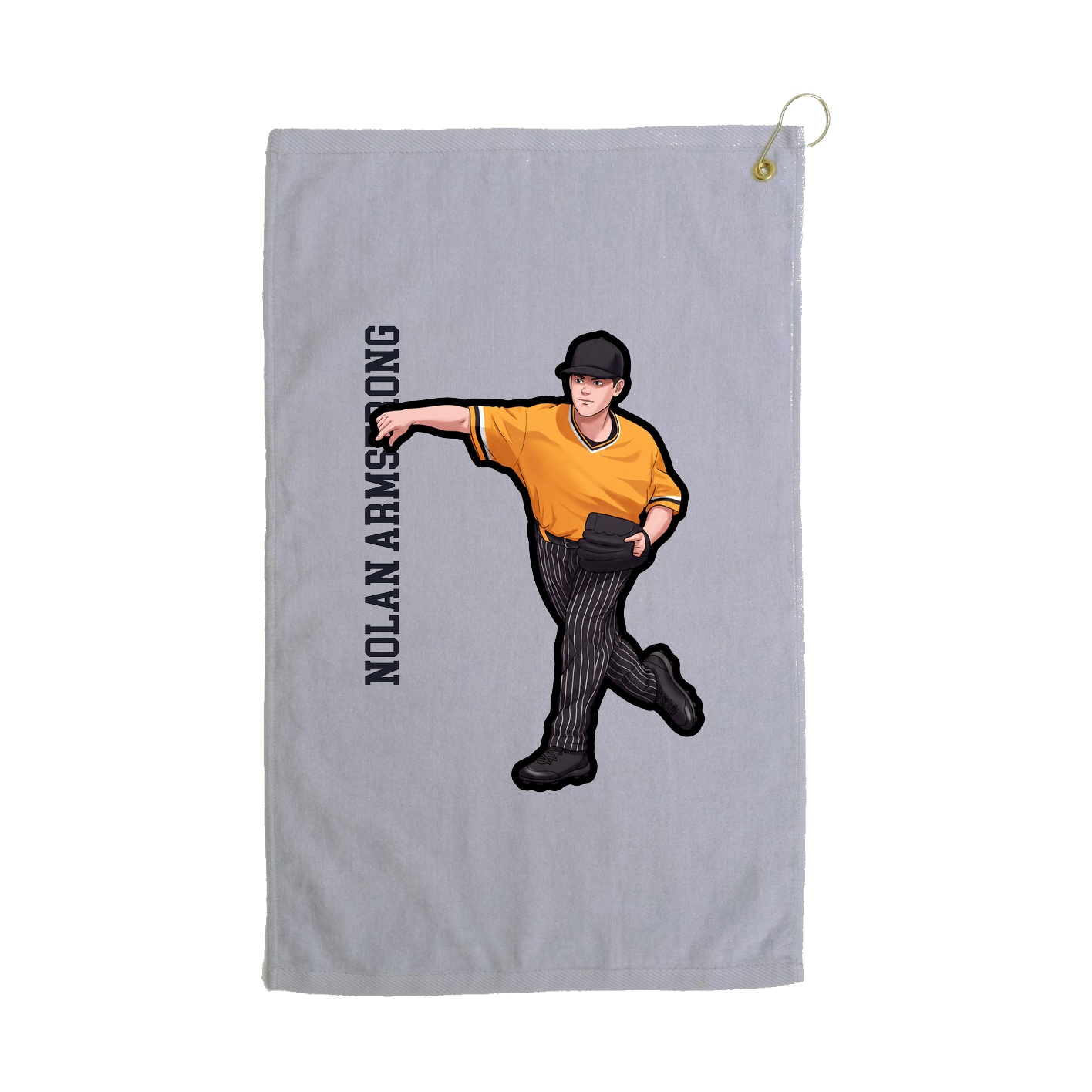 Golf Towel — Name Vertical in Grey