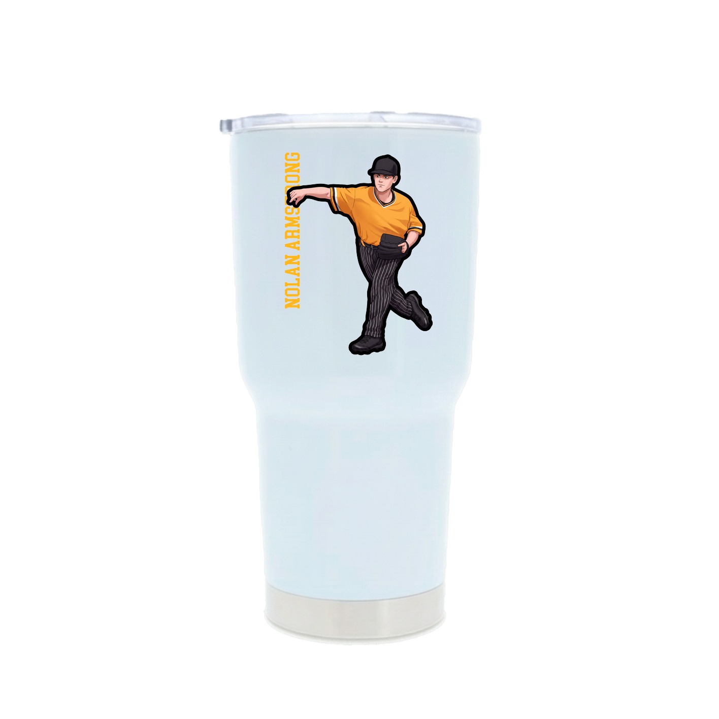 30oz Stainless Steel Tumbler — Name Vertical in White
