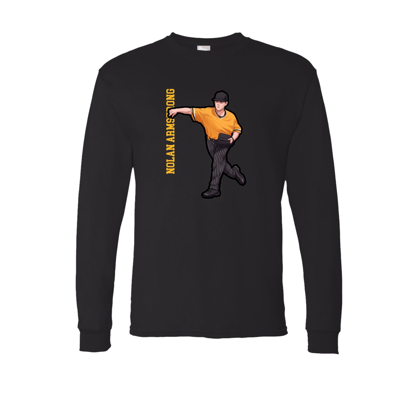 Long Sleeve Tee — Name Vertical in Black