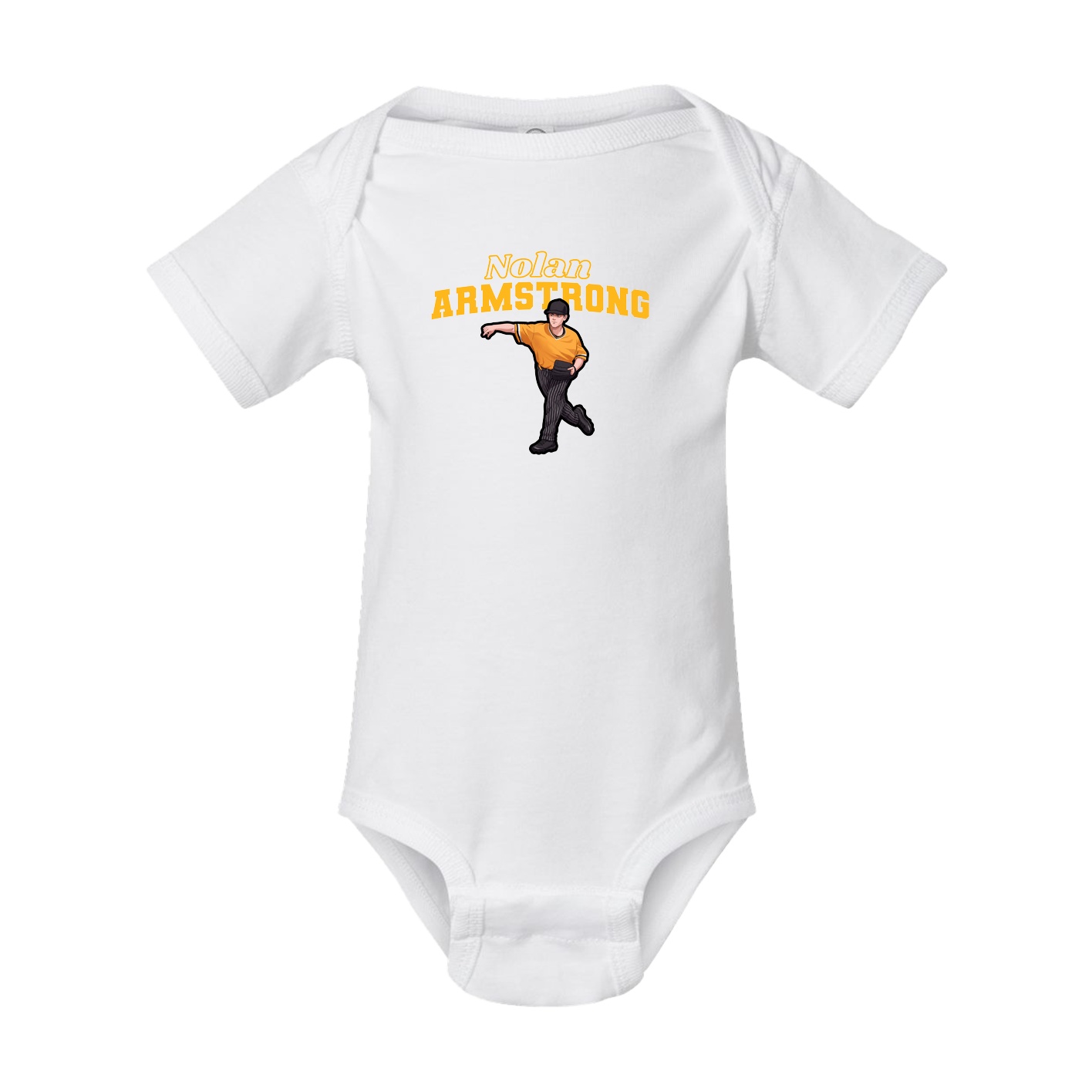 Baby Onesie — Name Arch in White