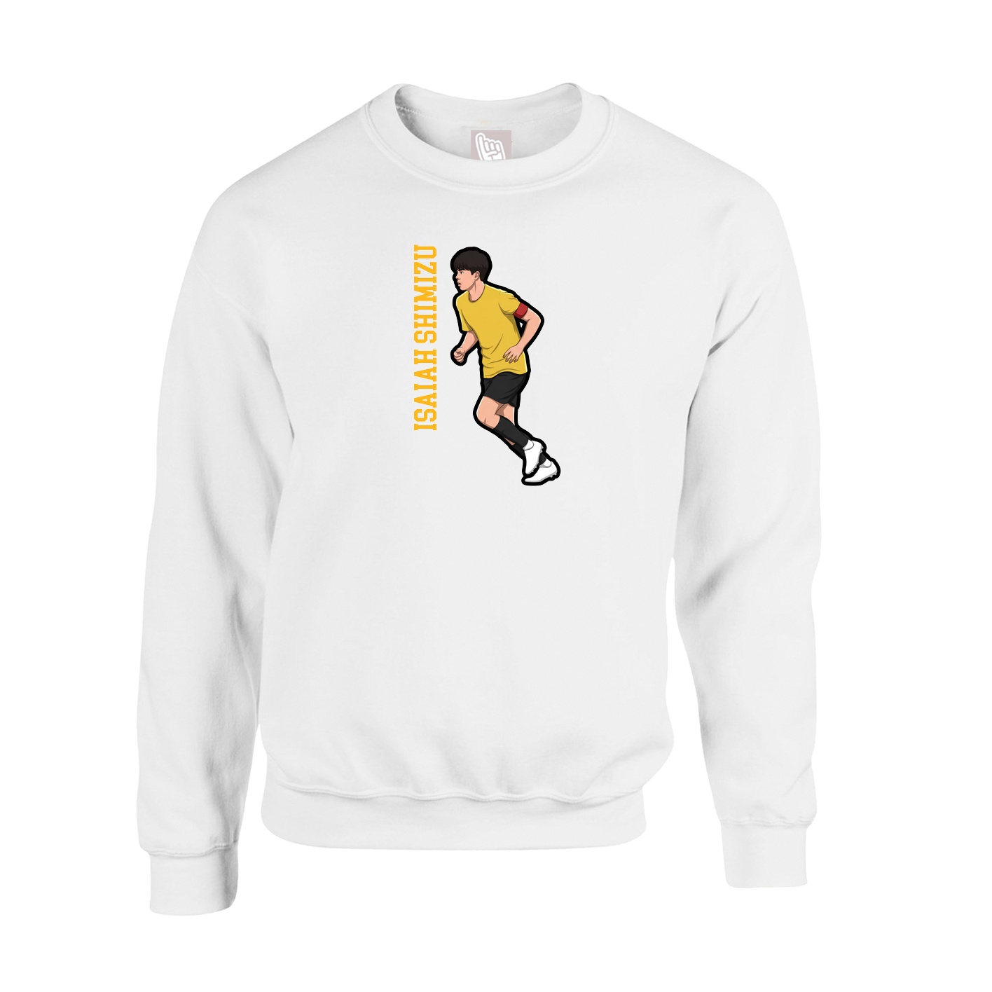 Fleece Crew — Name Vertical in White