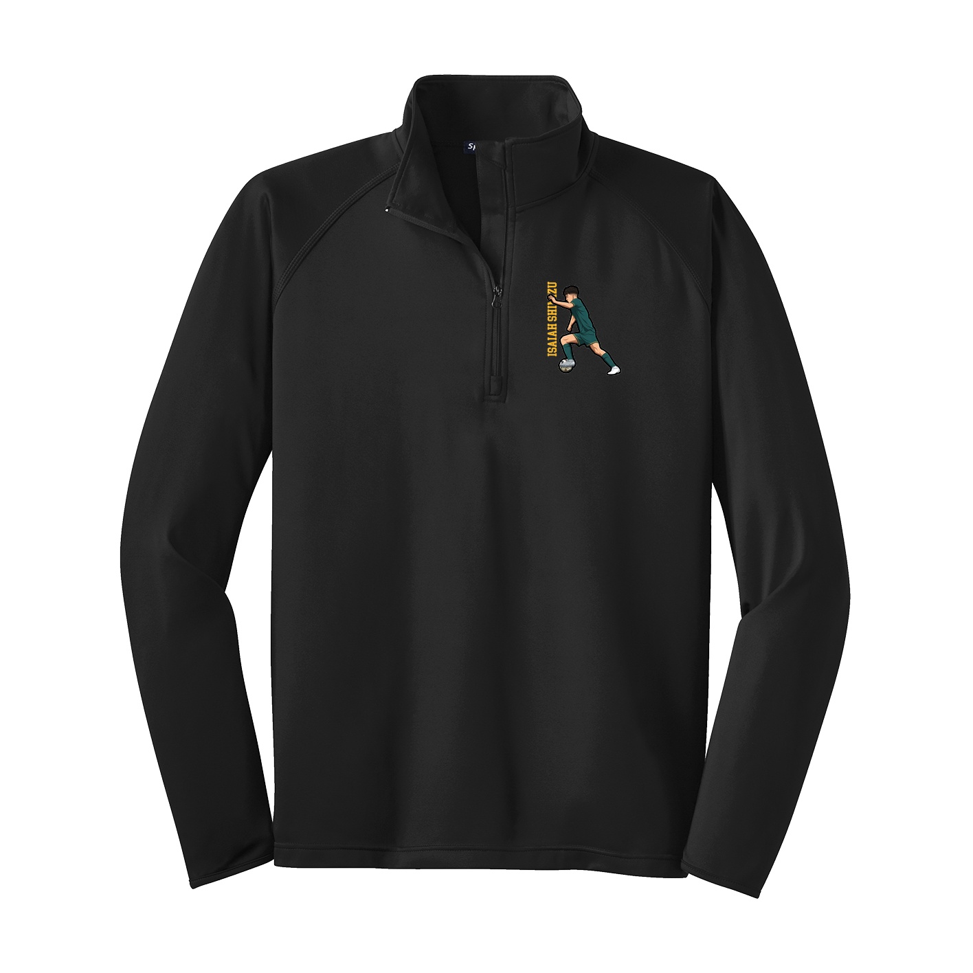 Q-Zip Pullover — Name Vertical in Black