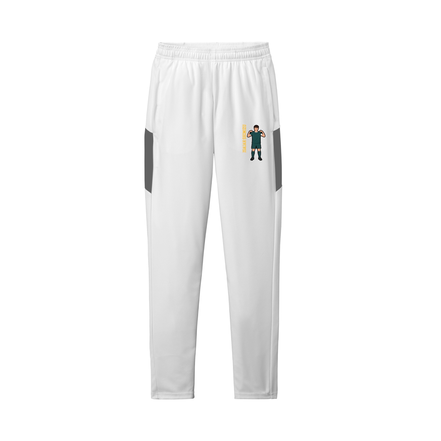Team Travel Pant — Name Vertical in White/Grey